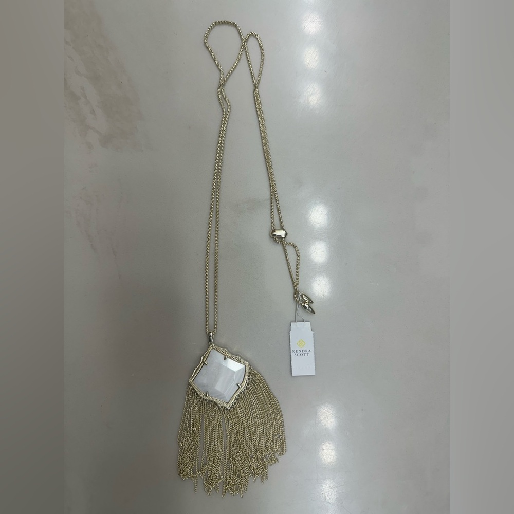 Kendra Scott Gold Necklace with White Pendant
